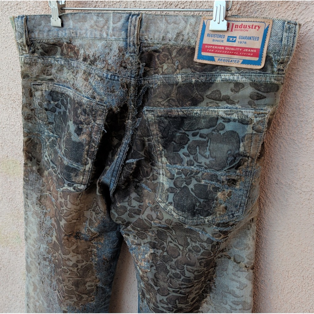Diesel Mens 2010 D-MACS-FSE-2 Jeans 32 Blue Brown Distressed Laser Cut Denim - Picture 3 of 16